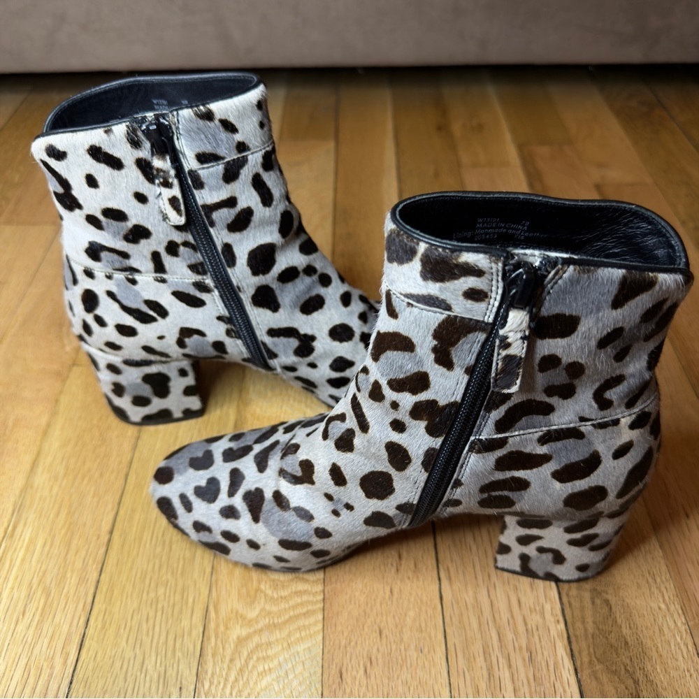 Cole Haan Leopard Calf Hair Block Heel Booties Size 7 - Picture 4 of 7